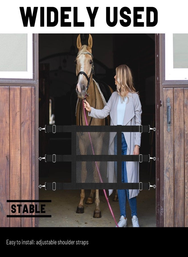 Clysee Nylon Stall Guards for Horses with Adjustable Straps and Sturdy Snap Hooks 57 x 18 Inch Mesh Doors for Horses Black Stall Gate with 6 Nails to Keep Horse Securely - Image 4